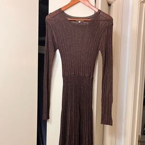 Moon River Exclusive Western Brown Long Sleeve Maxi Dress Size Large NWOT